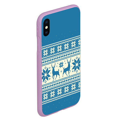 Чехол iPhone XS Max матовый Новогодний свитер / 3D-Сиреневый – фото 2