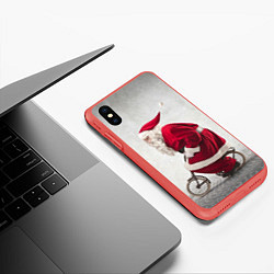 Чехол iPhone XS Max матовый Санта, цвет: 3D-красный — фото 2