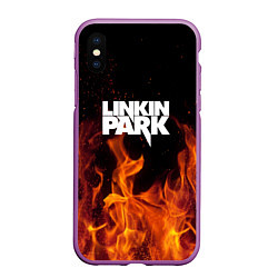 Чехол iPhone XS Max матовый Linkin Park: Hell Flame, цвет: 3D-фиолетовый