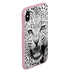 Чехол iPhone XS Max матовый Белый леопард, цвет: 3D-розовый — фото 2