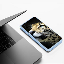 Чехол iPhone XS Max матовый Хищный леопард, цвет: 3D-голубой — фото 2