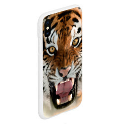Чехол iPhone XS Max матовый Свирепый тигр, цвет: 3D-белый — фото 2