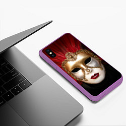 Чехол iPhone XS Max матовый Венецианская маска, цвет: 3D-фиолетовый — фото 2