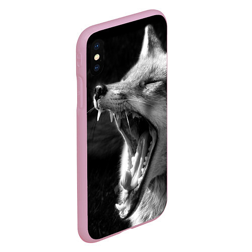 Чехол iPhone XS Max матовый Зевающая лиса / 3D-Розовый – фото 2