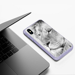 Чехол iPhone XS Max матовый Мудрый лев, цвет: 3D-светло-сиреневый — фото 2