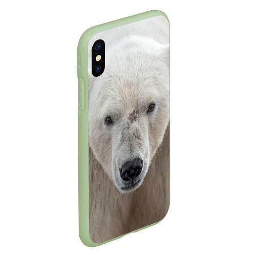 Чехол iPhone XS Max матовый Белый медведь / 3D-Салатовый – фото 2