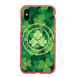 Чехол iPhone XS Max матовый Ireland, Happy St. Patricks Day, цвет: 3D-красный