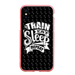 Чехол iPhone XS Max матовый Train Eat Sleep Repeat, цвет: 3D-баблгам