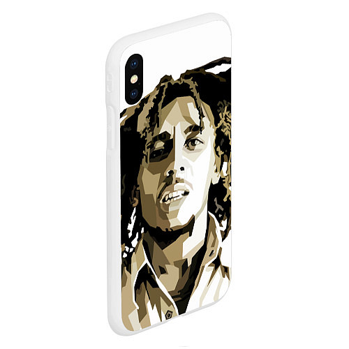 Чехол iPhone XS Max матовый Bob Marley: Mono / 3D-Белый – фото 2