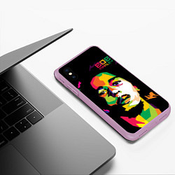 Чехол iPhone XS Max матовый Боб Марли: фан-арт, цвет: 3D-сиреневый — фото 2