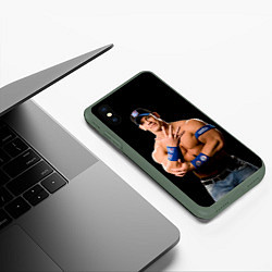 Чехол iPhone XS Max матовый Джон Сина борец, цвет: 3D-темно-зеленый — фото 2