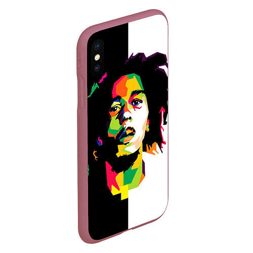 Чехол iPhone XS Max матовый Bob Marley: Colors / 3D-Малиновый – фото 2