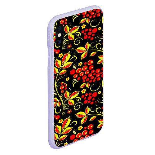 Чехол iPhone XS Max матовый Хохлома / 3D-Светло-сиреневый – фото 2