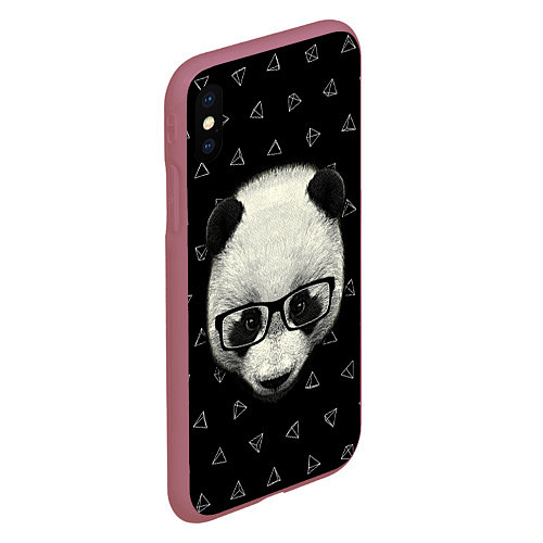 Чехол iPhone XS Max матовый Умная панда / 3D-Малиновый – фото 2