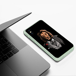 Чехол iPhone XS Max матовый Мистер Лев, цвет: 3D-салатовый — фото 2