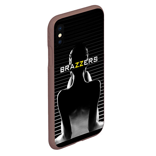 Чехол iPhone XS Max матовый Brazzers - контрсвет / 3D-Коричневый – фото 2