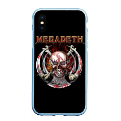 Чехол iPhone XS Max матовый Megadeth: Skull in chains, цвет: 3D-голубой