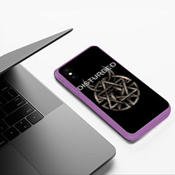 Чехол iPhone XS Max матовый Disturbed Logo, цвет: 3D-фиолетовый — фото 2