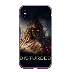 Чехол iPhone XS Max матовый Disturbed: Skull Mountain, цвет: 3D-фиолетовый