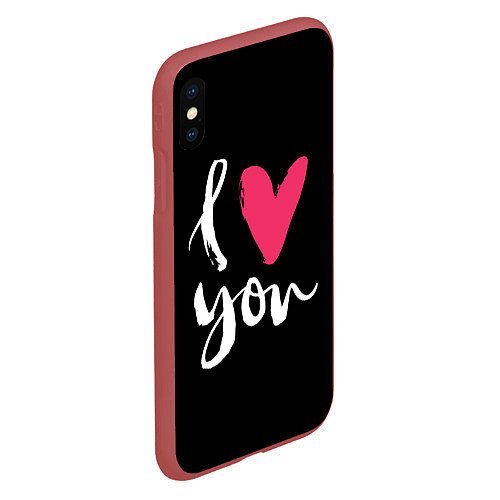 Чехол iPhone XS Max матовый Valentines Day, I Iove you / 3D-Красный – фото 2