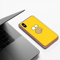 Чехол iPhone XS Max матовый Гомер стесняется, цвет: 3D-коричневый — фото 2