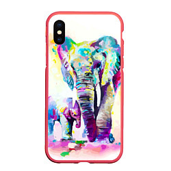 Чехол iPhone XS Max матовый Акварельные слоны