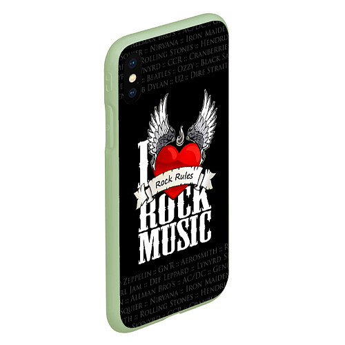 Чехол iPhone XS Max матовый I Love Rock Music / 3D-Салатовый – фото 2