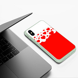 Чехол iPhone XS Max матовый Сердечки, цвет: 3D-салатовый — фото 2