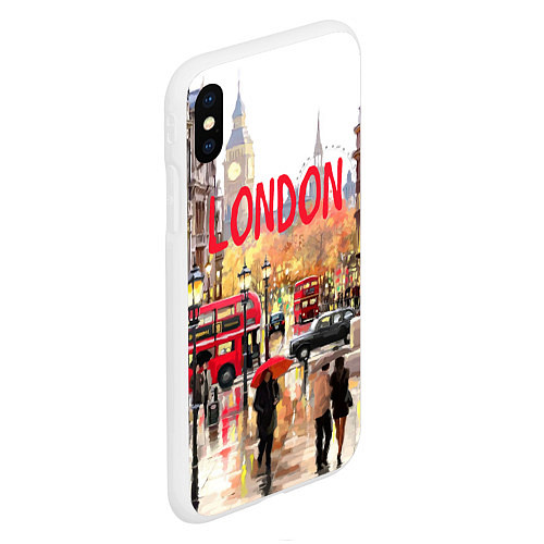 Чехол iPhone XS Max матовый Дождливый Лондон / 3D-Белый – фото 2