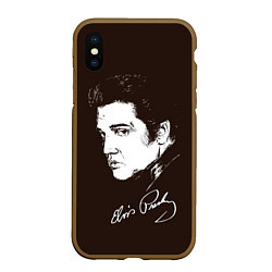 Чехол iPhone XS Max матовый Elvis Presley, цвет: 3D-коричневый