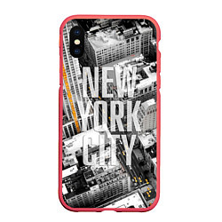 Чехол iPhone XS Max матовый New York City, цвет: 3D-красный