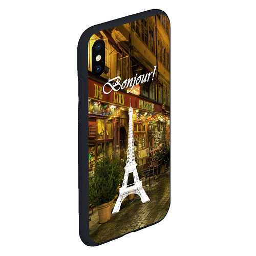 Чехол iPhone XS Max матовый Bonjour - Paris / 3D-Черный – фото 2