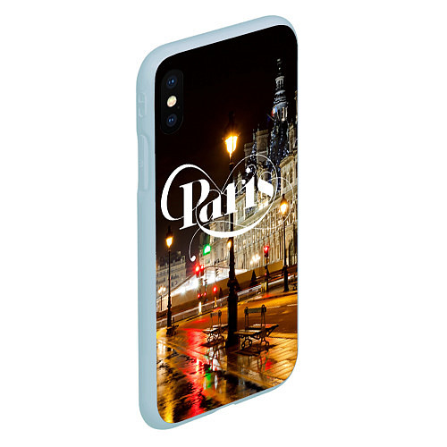 Чехол iPhone XS Max матовый Night Paris / 3D-Голубой – фото 2