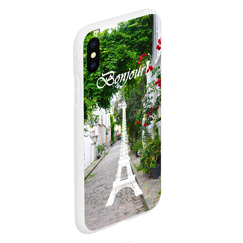 Чехол iPhone XS Max матовый Bonjour Paris / 3D-Белый – фото 2