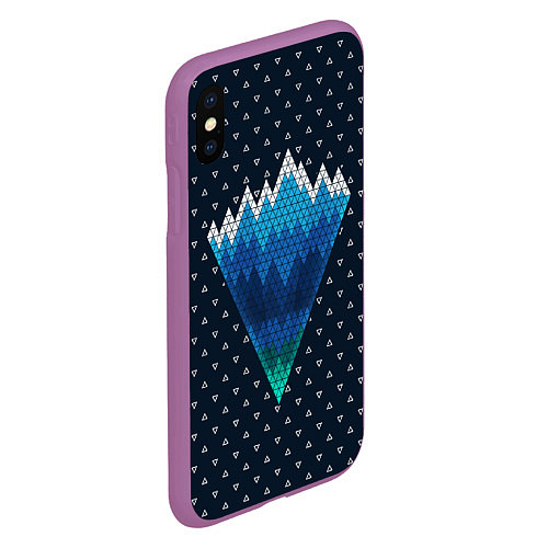 Чехол iPhone XS Max матовый Геометрические горы / 3D-Фиолетовый – фото 2