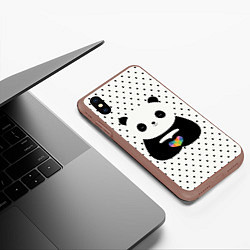 Чехол iPhone XS Max матовый Любовь панды, цвет: 3D-коричневый — фото 2