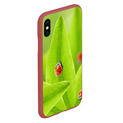 Чехол iPhone XS Max матовый Жучки на травке, цвет: 3D-красный — фото 2