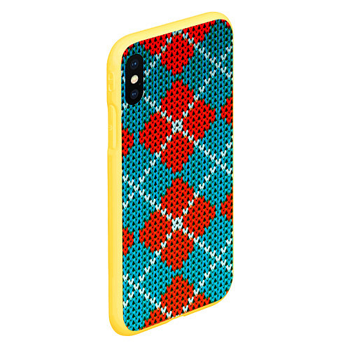 Чехол iPhone XS Max матовый Knitting pattern / 3D-Желтый – фото 2