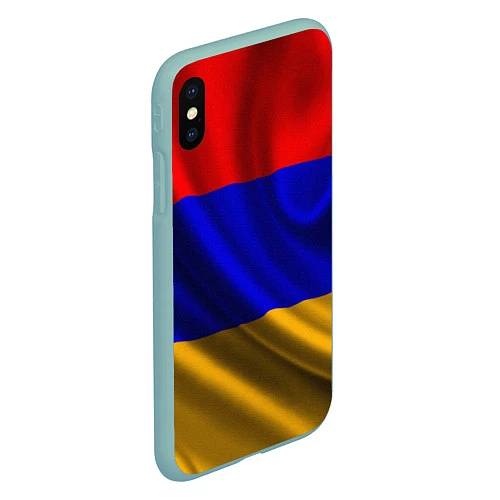 Чехол iPhone XS Max матовый Флаг Армения / 3D-Мятный – фото 2