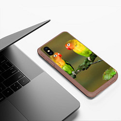 Чехол iPhone XS Max матовый Два попугая, цвет: 3D-коричневый — фото 2