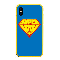 Чехол iPhone XS Max матовый Супермама, цвет: 3D-желтый