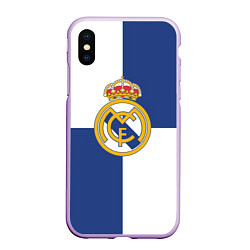 Чехол iPhone XS Max матовый Real Madrid: Blue style, цвет: 3D-сиреневый