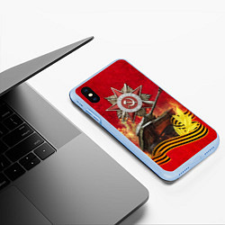 Чехол iPhone XS Max матовый Отечественная война, цвет: 3D-голубой — фото 2