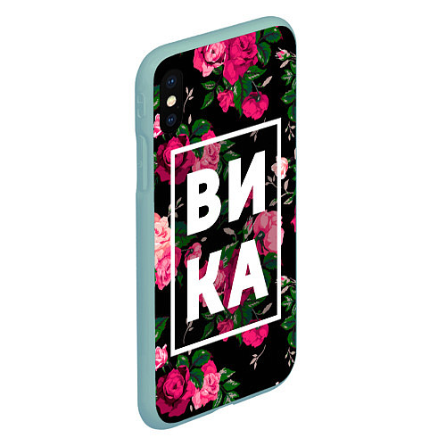 Чехол iPhone XS Max матовый Вика / 3D-Мятный – фото 2