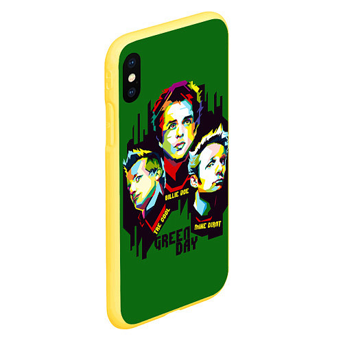 Чехол iPhone XS Max матовый Green Day: Trio / 3D-Желтый – фото 2