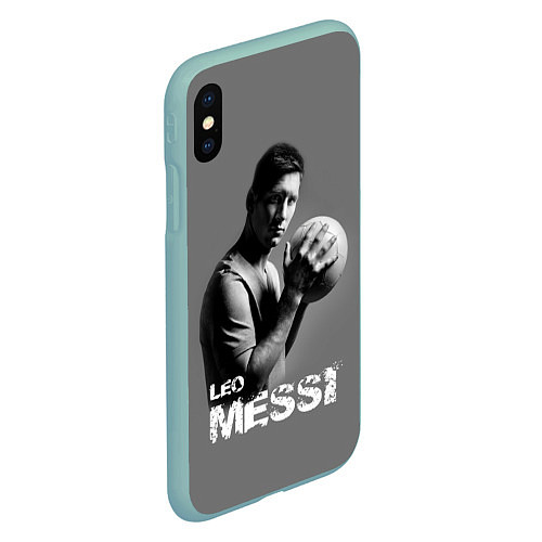 Чехол iPhone XS Max матовый Leo Messi / 3D-Мятный – фото 2