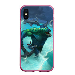 Чехол iPhone XS Max матовый Tidehunter: Water Rage, цвет: 3D-малиновый