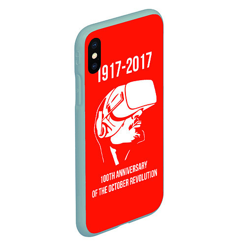Чехол iPhone XS Max матовый 100 лет революции / 3D-Мятный – фото 2