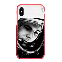 Чехол iPhone XS Max матовый Гагарин космонавт