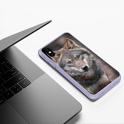 Чехол iPhone XS Max матовый Волк - санитар леса, цвет: 3D-светло-сиреневый — фото 2